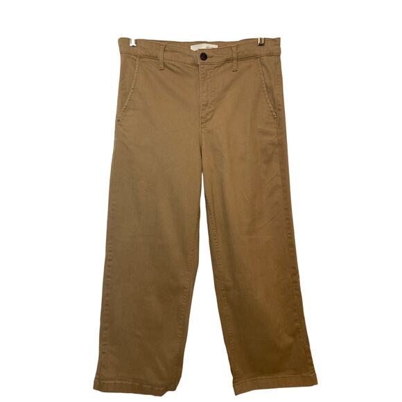 Ella Moss Tan Brown Cropped Wide Leg Crop High Rise Trousers Slacks Pants - Picture 1 of 8